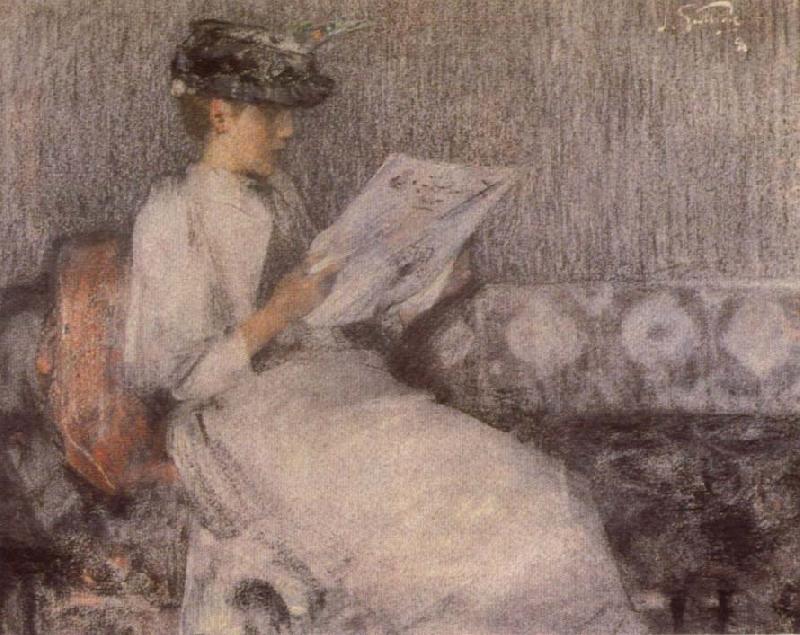 James Guthrie The Morning paper Norge oil painting art